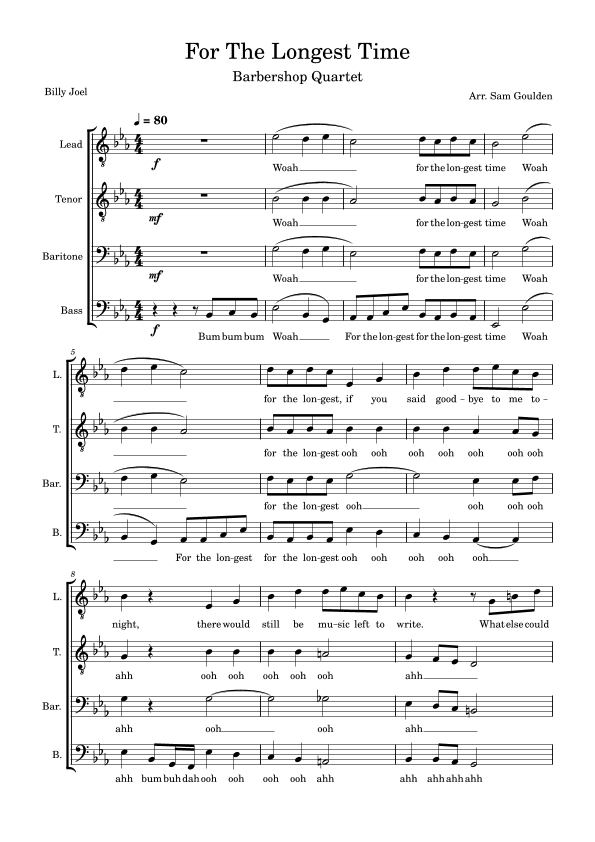 The Longest Time (arr. Samuel Goulden)