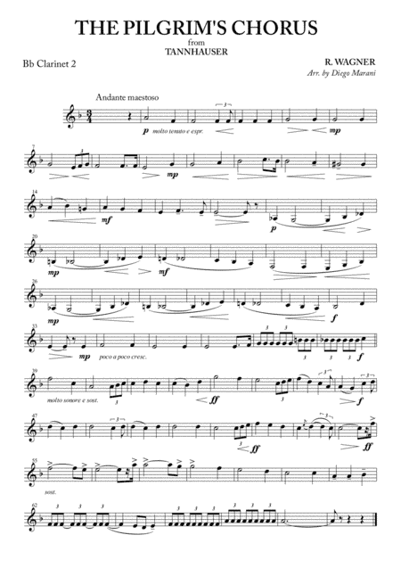 The Pilgrim's Chorus for Clarinet Quartet (arr. Diego Marani)