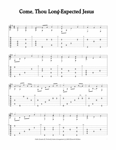 Come, Thou Long-Expected Jesus (For Fingerstyle Guitar Tuned CGDGAD) (arr. Ellsworth McMeen)