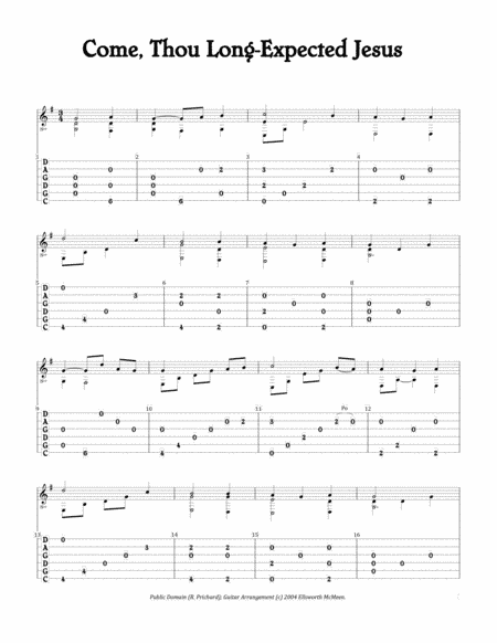 Come, Thou Long-Expected Jesus (For Fingerstyle Guitar Tuned CGDGAD) (arr. Ellsworth McMeen)