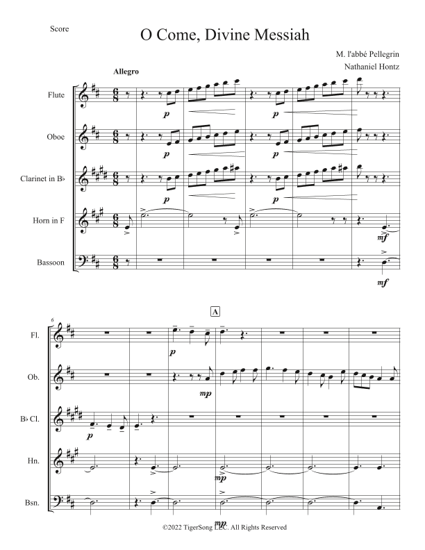 O Come, Divine Messiah (French and Celtic Carol) for Woodwind Quintet (arr. Nathaniel Hontz)