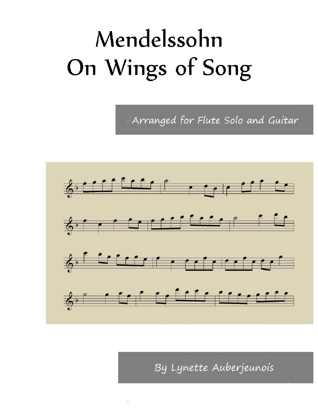 On Wings of Song - Flute Solo with Guitar Chords (arr. Lynette Auberjeunois)
