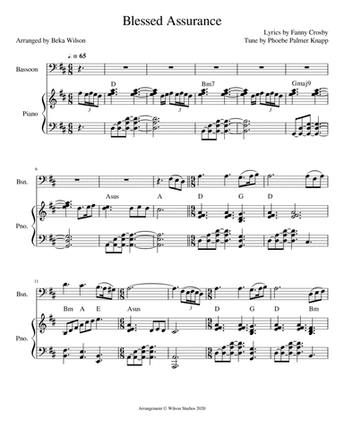 Blessed Assurance--bassoon solo (arr. Beka Wilson)