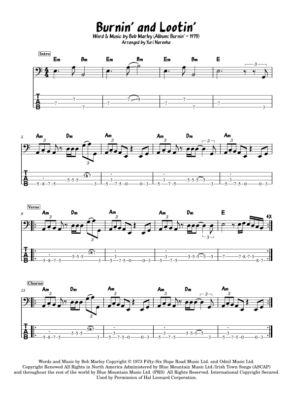Burnin' And Lootin' (arr. Yuri Noronha)