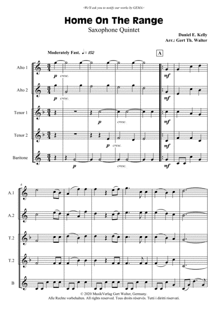 Home On The Range (arr. Gert Th. Walter)