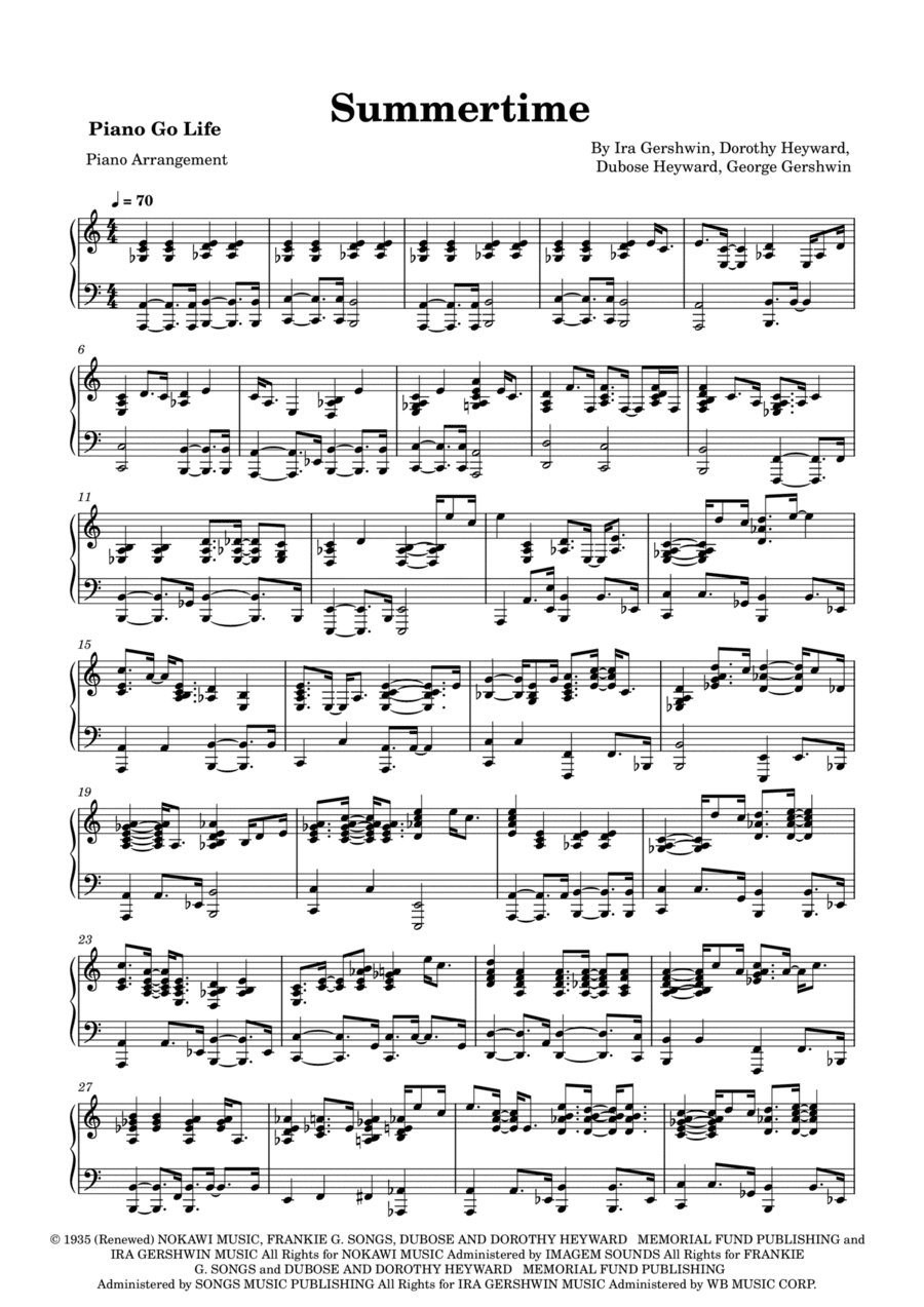 Summertime (arr. Piano Go Life)