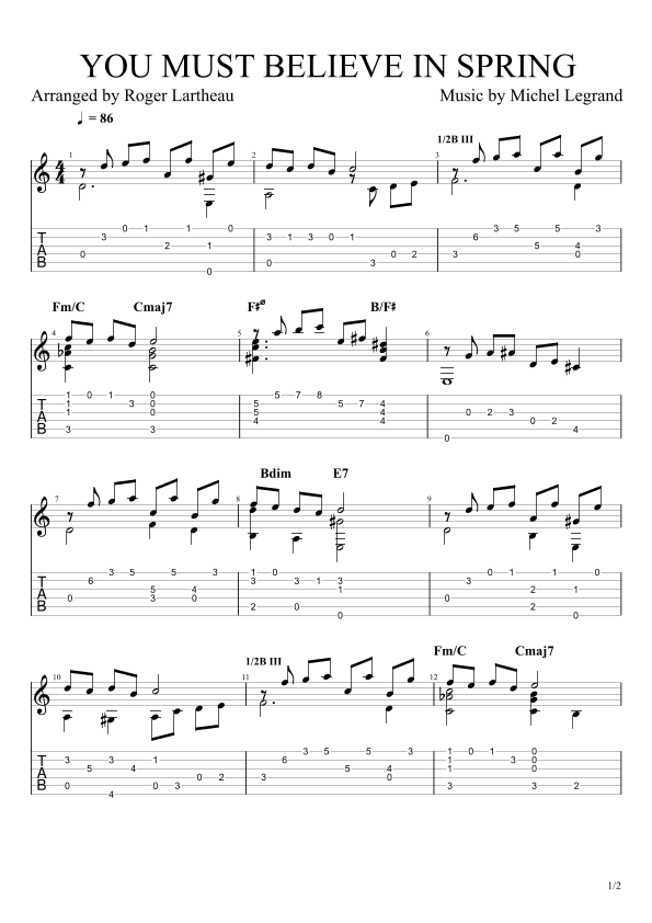 You Must Believe In Spring (arr. Roger Lartheau)