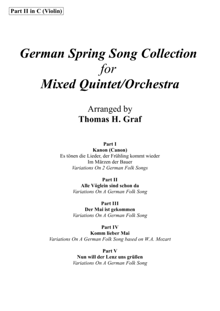 German Spring Song Collection - 5 Concert Pieces - Multiplay - Part 2 in C (arr. Thomas H. Graf)