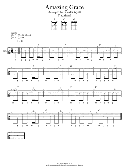 Amazing Grace Solo Banjo (arr. Zander Wyatt)