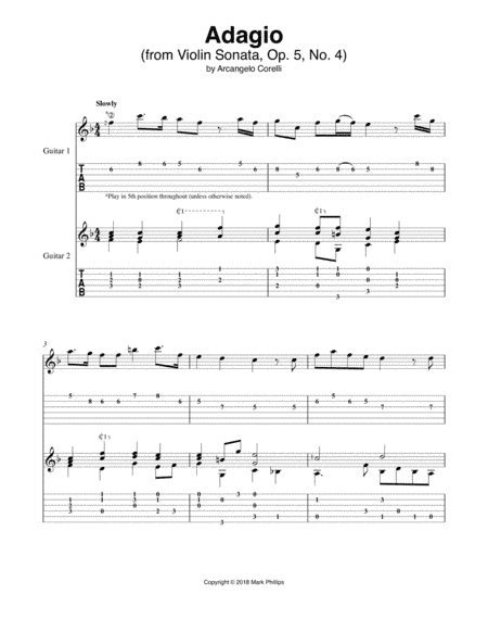 Adagio (from Violin Sonata in F Major, Op. 5, No. 4) (arr. Mark Phillips)