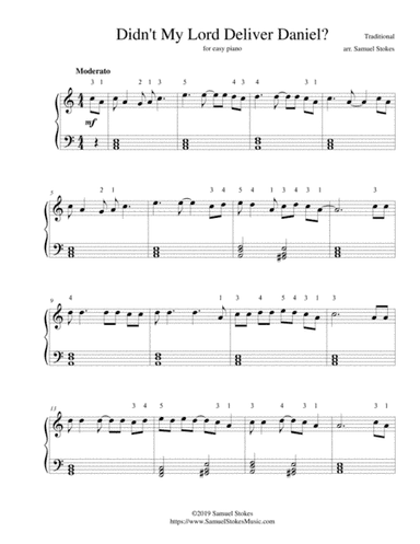 Didn't My Lord Deliver Daniel? - for easy piano (arr. Samuel Stokes)