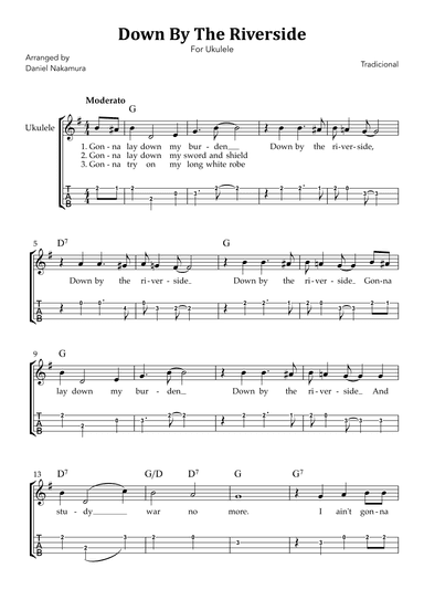 Down By The Riverside (For Ukulele Solo with TAB) (arr. Daniel Nakamura)