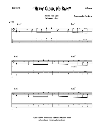 Heavy Cloud No Rain (arr. Accubass)