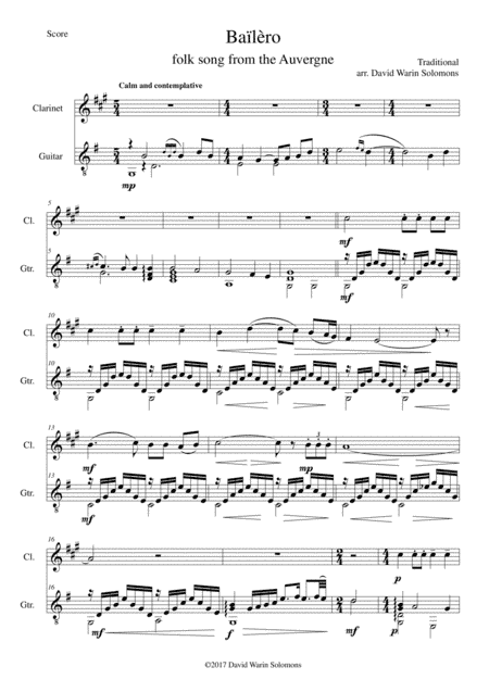Bailero for clarinet and guitar (arr. David Warin Solomons)