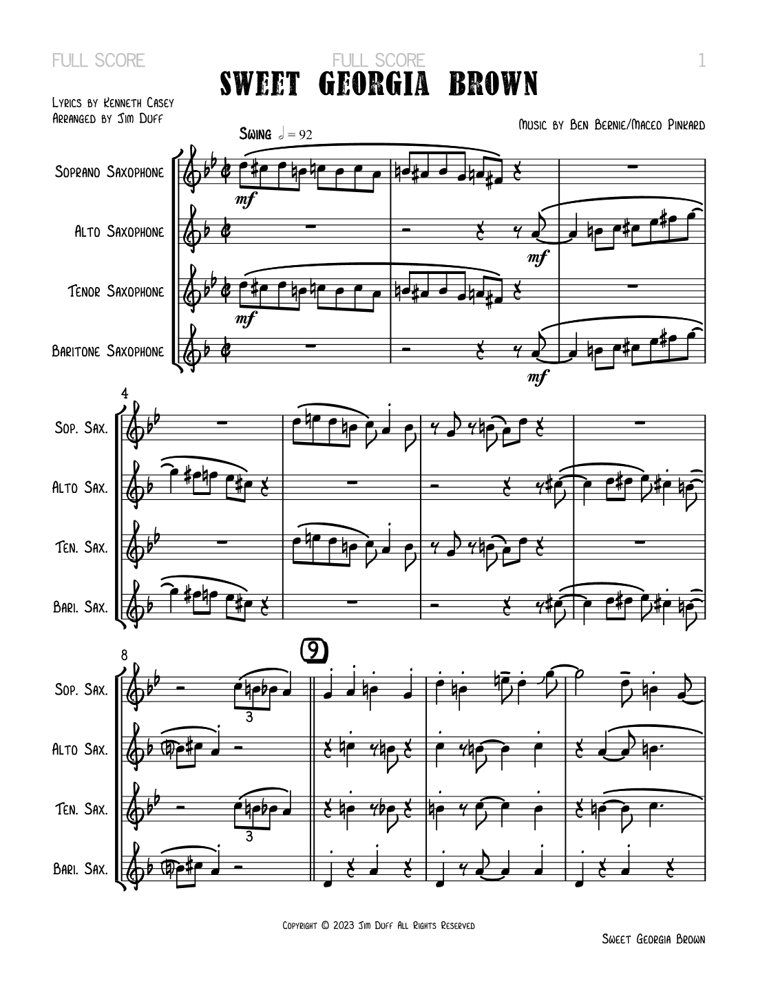 Sweet Georgia Brown (arr. Jim Duff)