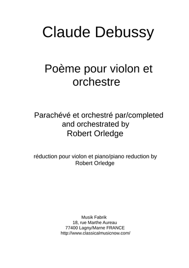 Claude Debussy: Poème for violin and orchestra, piano reduction