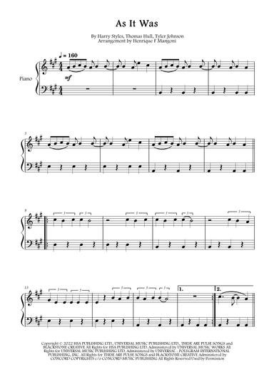 As It Was (arr. Henrique F Mangoni)