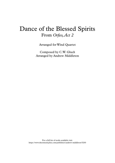 Dance of the Blessed Spirits arranged for Woodwind Quartet (arr. Andrew Middleton)