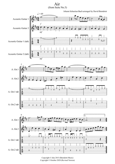 Air on a G String for Guitar Duet (arr. David Burndrett)