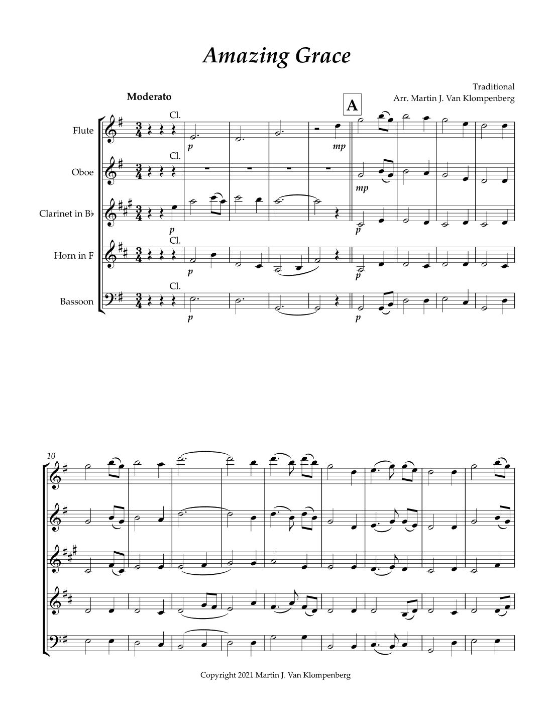 Amazing Grace (arr. Martin J. Van Klompenberg)