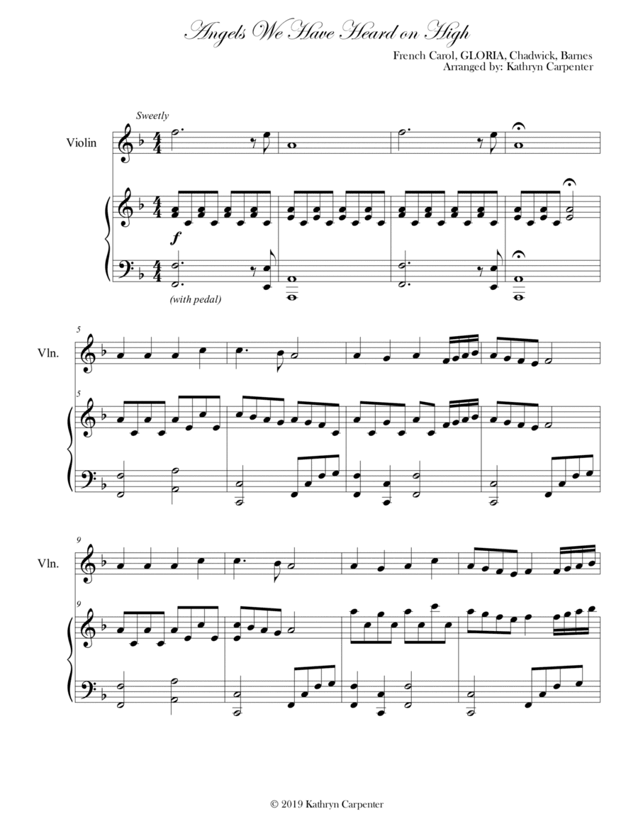 Angels We Have Heard on High (Advanced Piano & Violin) (arr. Kathryn Carpenter)