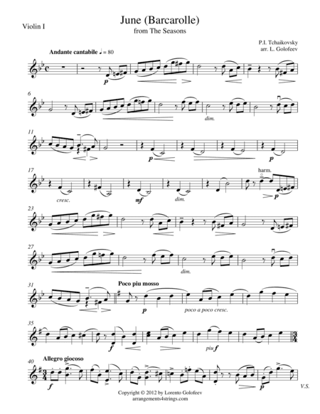 June (Barcarolle) from The Seasons (arr. Lorento Golofeev)