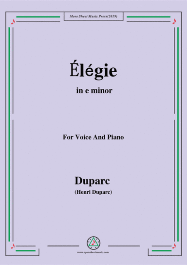 Duparc-Élégie in e minor (arr. MSM)