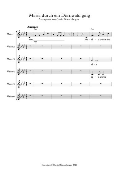 Maria Durch ein Dornwald ging (arr. Carrie Dimaculangan)