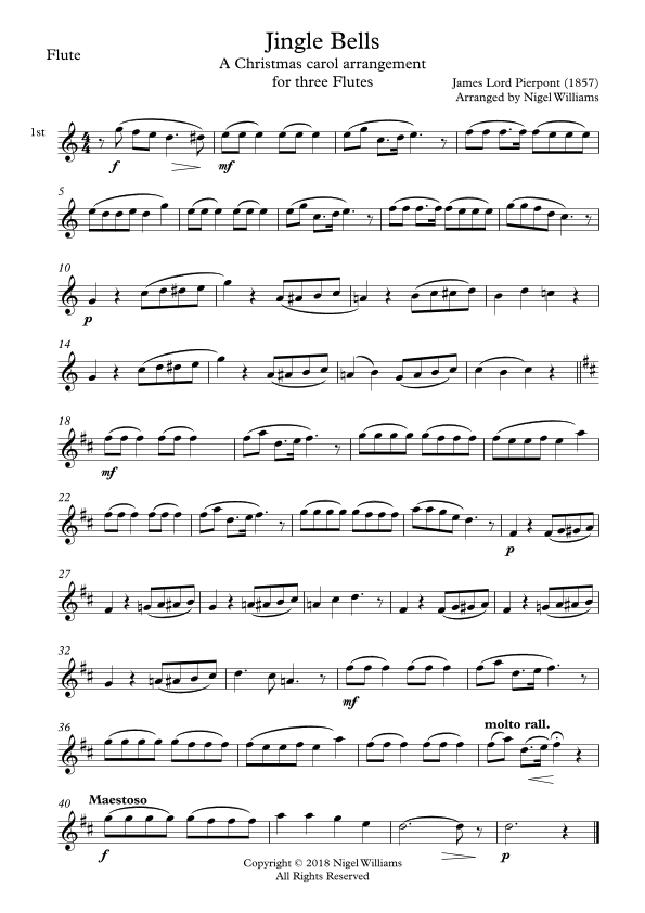 Jingle Bells, for Flute Trio (arr. Nigel Williams)