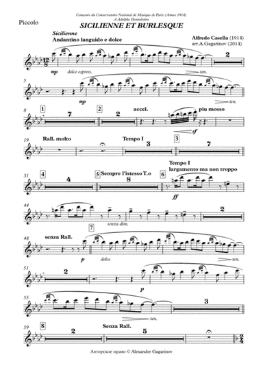 Sicilienne et burlesque, for Flute and Symphony Orchestra (arr.), Set of Parts (arr. Alexander Gagarinov)