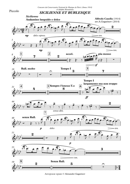 Sicilienne et burlesque, for Flute and Symphony Orchestra (arr.), Set of Parts (arr. Alexander Gagarinov)