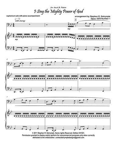 I Sing the Mighty Power of God - Euphonium and Piano arrangement by Stephen R Dalrymple (arr. Stephen R. Dalrymple (Dalrymple Designs))