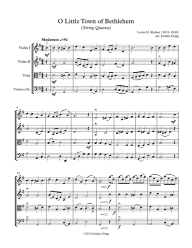 O Little Town of Bethlehem (String Quartet) (arr. Jordan Grigg)