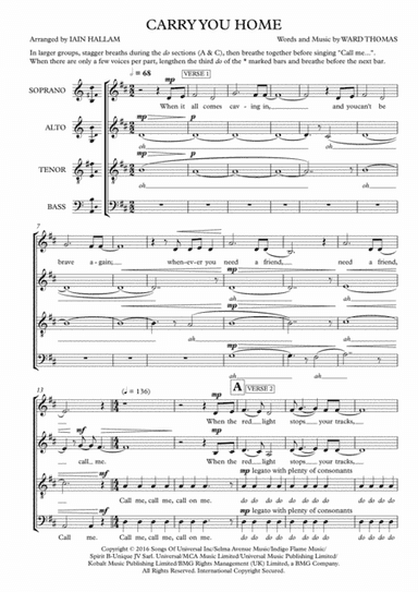 Carry You Home (arr. Iain Hallam)