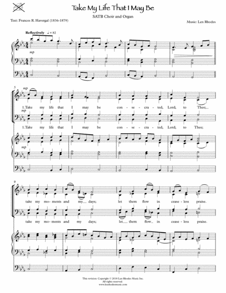 Take My Life That I May Be - an original setting for SATB and Organ