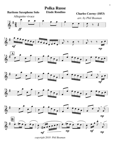 Polka Russe-Czerny-Baritone Saxophone Solo (arr. Phil Beaman)