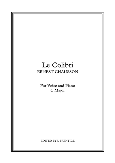Le Colibri (C Major) (arr. Jonathan Prentice)