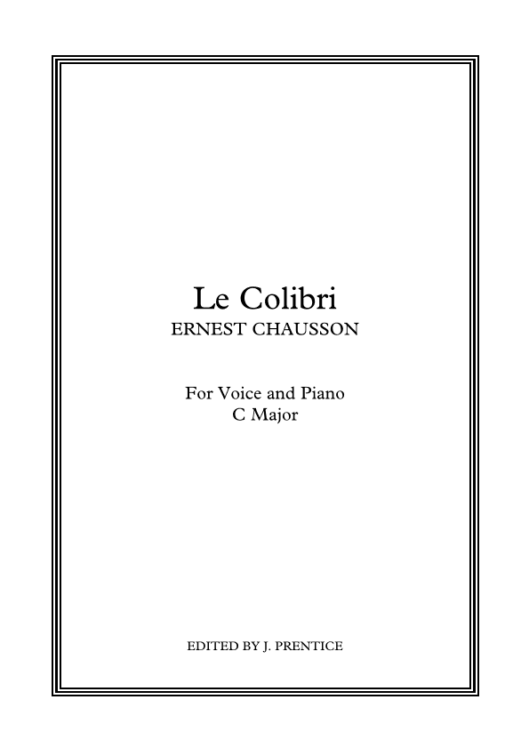 Le Colibri (C Major) (arr. Jonathan Prentice)