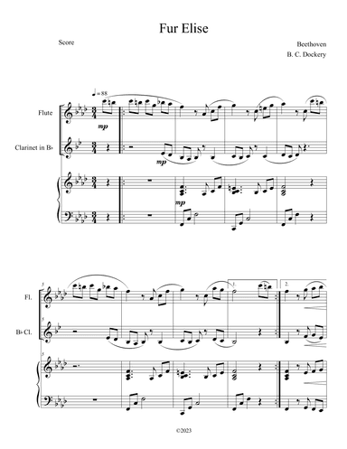 Fur Elise (Flute and Clarinet Duet with Piano Accompaniment) (arr. B. C. Dockery)