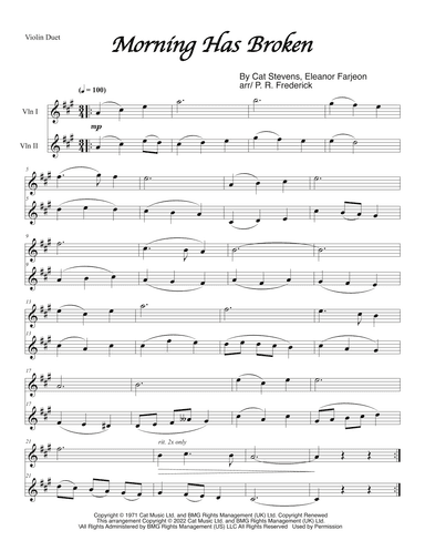 Morning Has Broken (arr. P. R. Frederick)