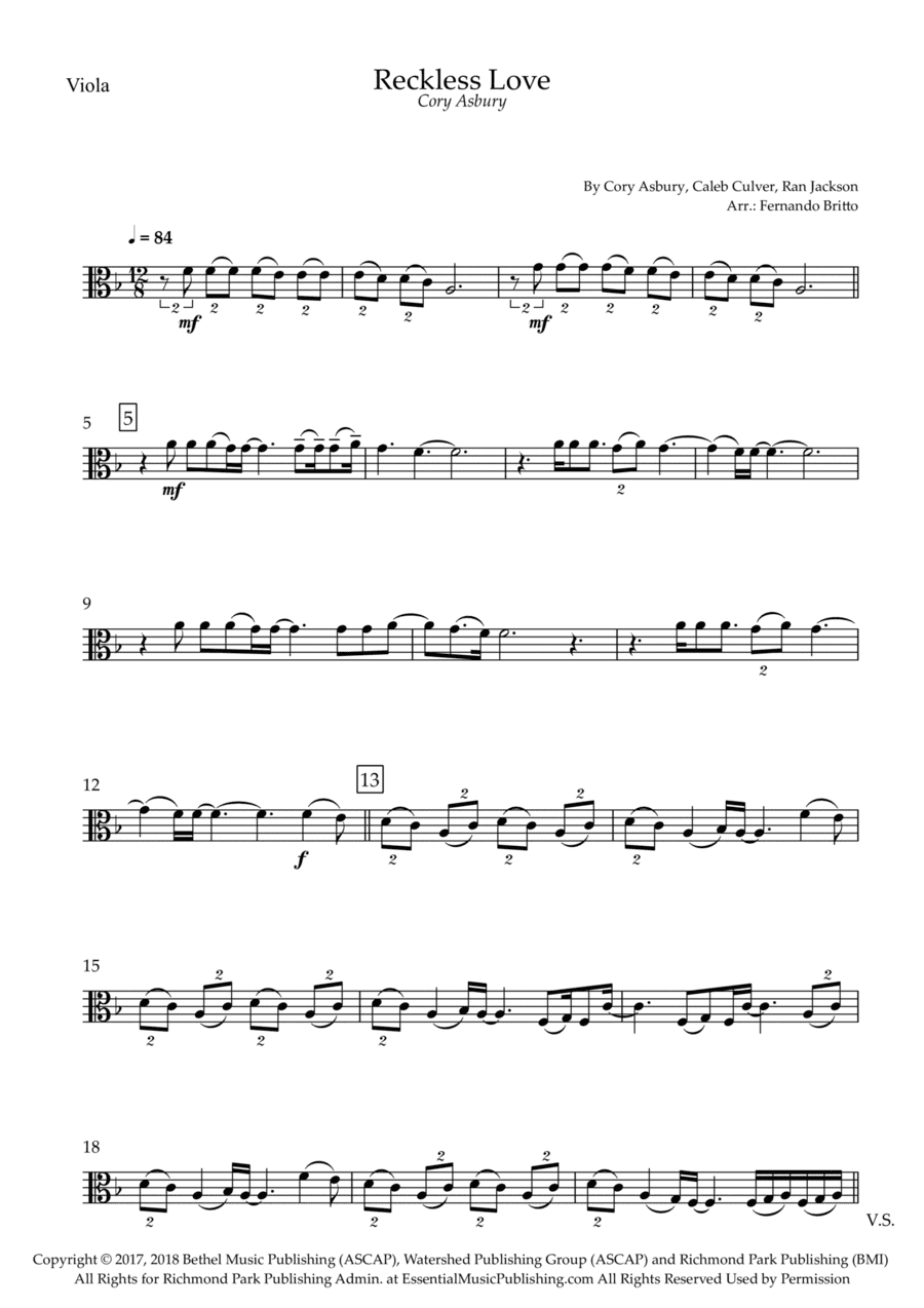 Reckless Love (arr. Fernando Britto)