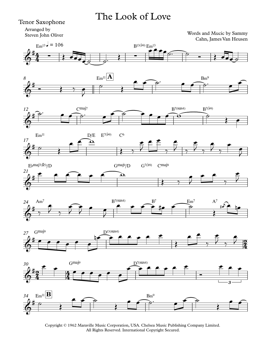 The Look Of Love (arr. Steven John Oliver)