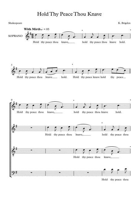 Hold Thy Peace Thou Knave (round in 4 parts)