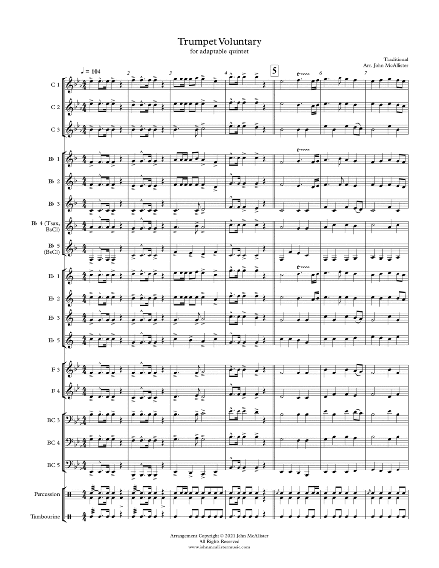 Trumpet Voluntary - Adaptable Quintet (arr. John McAllister)