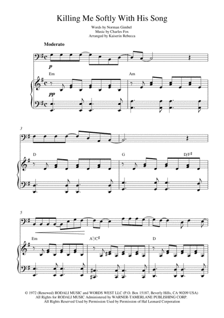 Killing Me Softly With His Song (arr. Kaiserin Rebecca)