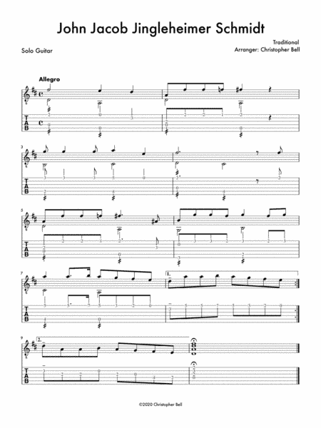 John Jacob Jingleheimer Schmidt (Level 2 Guitar) (arr. Christopher Bell)