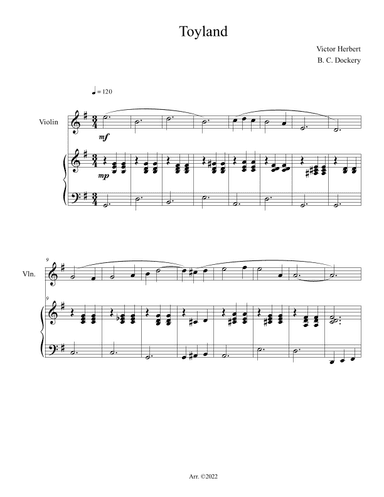 Toyland (Violin Solo with Piano Accompaniment) (arr. B. C. Dockery)