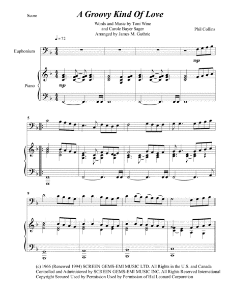 A Groovy Kind Of Love (arr. James M. Guthrie, ASCAP)
