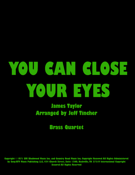You Can Close Your Eyes (arr. Jeff Tincher)