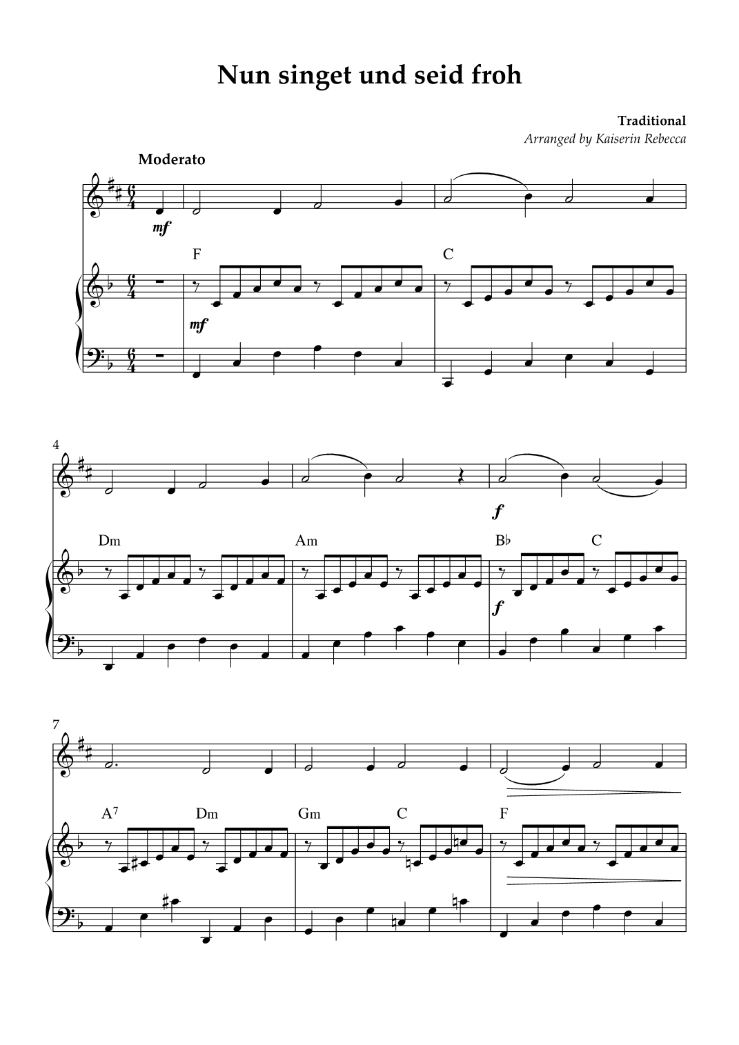 Nun singet und seid froh (arr. Kaiserin Rebecca)
